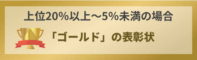 上位20％以上〜5％未満の場合「ゴールド」の表彰状