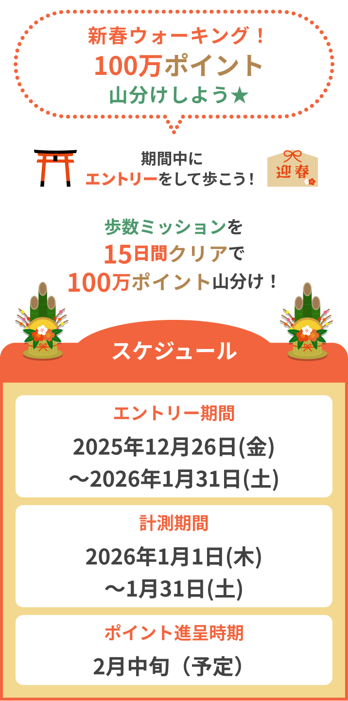 新春ウォーキング！100万ポイント山分け！